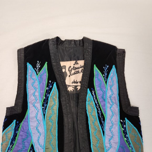 JUDITH ROBERTO La Coleccion Hecho en Mexico Black Embroidery Cropped Vest Size M - Picture 10 of 16